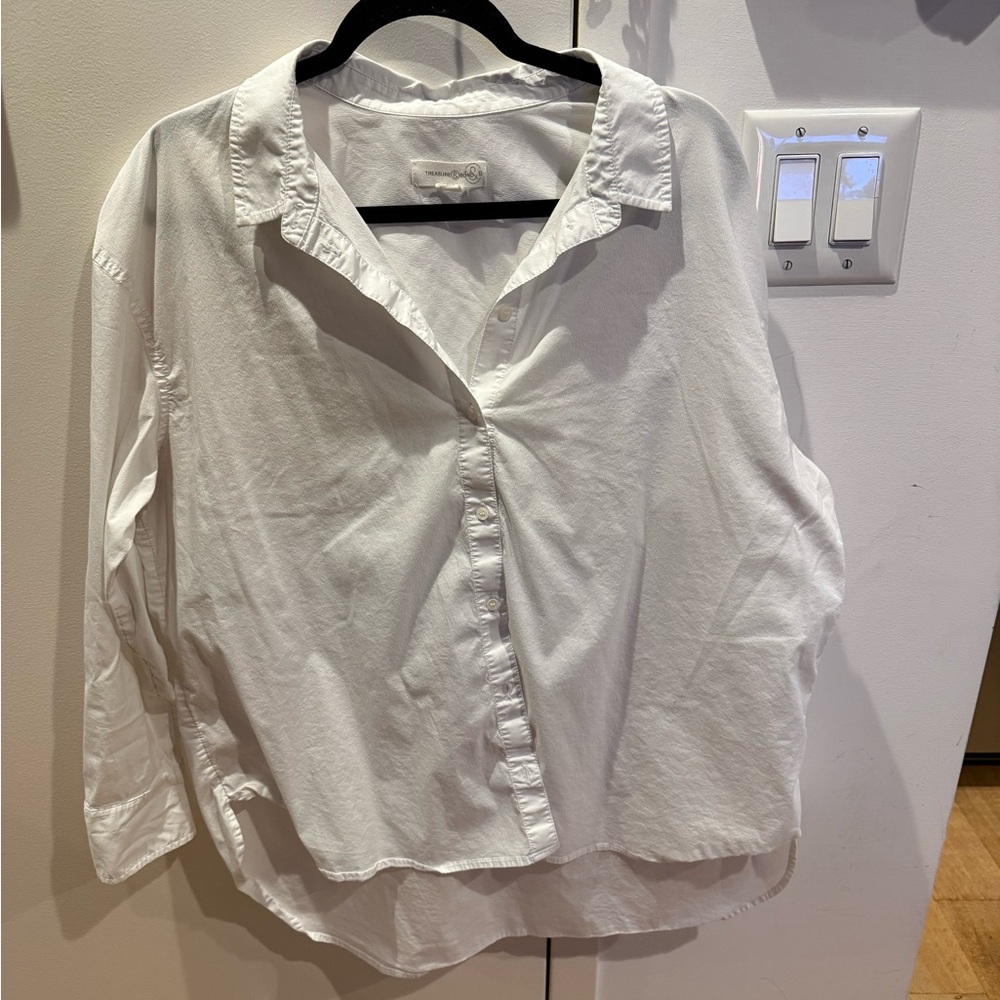Treasure & Bond White Relaxed Button-Down Shirt